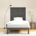 vidaXL Veggmontert sengegavl grå 108x3x110 cm heltre furu