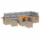vidaXL Hagesofa Set 11 stk. 9-Antall seter Beige og lys grå