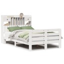  Seng med bokhylle uten madrass hvit 135x190 cm heltre furu 8721158411624