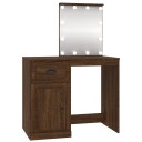 vidaXL Sminkebord med LED brun eik 90x50x132,5 cm konstruert tre
