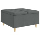 vidaXL Oppbevaringsottoman med pute Mørkegrå 80 x 80 x 45 cm stoff