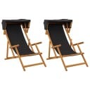 vidaXL Hage Stol 2 pcs 3 Posisjon Solid Eucalyptus Tre Svart
