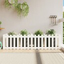 Plantekasse med gjerdedesign hvit 200x50x50 cm heltre furu
