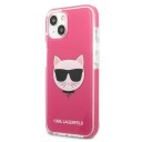 Karl Lagerfeld Hardt Deksel til iPhone 13 Choupette Hode Fuchsia