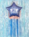 Happy Birthday! Stjerneformet Navy Blå Folieballong med Iriserende Skrift 40 cm