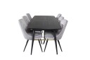 Venture Home Gold Spisegruppe Forlengningsbar 180 220 cm Rektangulær med 6 Velvet Stoler Sort/Guld