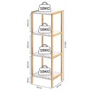 Bambus stående hylle – 4 etasjer 110x33x34cm hvit