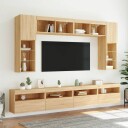 vidaXL Vegghengte TV-benker med LED 8 stk sonoma eik 8721012471818