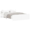 vidaXL Sengeramme med hode- og fotgavl hvit 140x190 cm 8721012157385