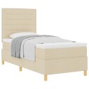  Box Spring Seng med Madrass Krem 90x200 cm Stoff