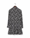 Lexington Clothing Printed Frill Tunic Dress   Black   M