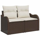  Hagesofa Set med pute 6 pcs Brun Poly rattan
