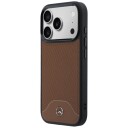Mercedes-etui i skinn med treimitasjon og Curve MagSafe til iPhone 17 Pro – brunt
