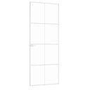 vidaXL Innerdør hvit 76x201.5 cm herdet glass og aluminium slank