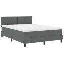  Box Spring Seng med Madrass & LED Mørk Grå 140x200 cm Stoff