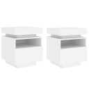  Nattbord med LED 2 stk hvit 40x39x48,5 cm 8721012253698
