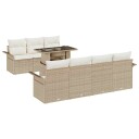  8-delt hagesofa-sett med beige puter i polyrodd