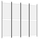 vidaXL Romdeler 4 paneler hvit 200x180 cm stoff