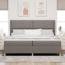  Box Spring Seng med Madrass og LED Taupe 200x200 cm Stoff