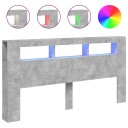  Sengegavl med LED betonggrå 200x18,5x103,5 cm konstruert tre 8721012259522