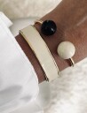 Bud to rose Globe Enamel Bangle Ivory/Black/Gold Gold 