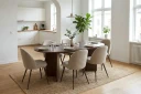 Spisegruppe Nordure Dano uttrekkbart spisebord 160–200 cm med 6 Nibe Plus spisestoler Greige  