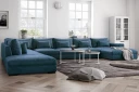 Dubai U modulsofa Large med divan høyre fløyel ekstra dyp   Blå