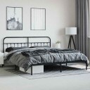 vidaXL Sengeramme i metall med hode- og fotgavl svart 180x200 cm 8720845881436