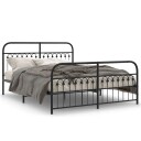 Sengeramme i metall med hode- og fotgavl svart 150x200 cm 8721102645099