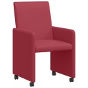  Spisebordsstoler med hjul 2 pcs Vinrød 57 x 66 x 94 cm Kunstlær