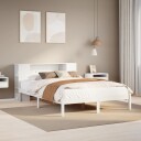  Seng med bokhylle uten madrass hvit 135x190 cm heltre furu 8721158603227