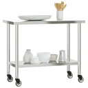  Kjøkkenbenk med hjul 110x55x85 cm rustfritt stål