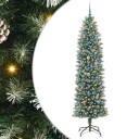  Kunstig Slankt Jule Tre med 300 LED Grønn og hvit 240 cm