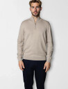 Clean Cut Copenhagen Claude Half-Zip Knit - Beige - L
