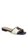 Lauren Ralph Lauren Everley Leather Trim Canvas Slide Sandal   Cream   41
