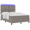  Box Spring Seng med Madrass & LED Taupe 160x200 cm Stoff