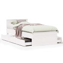  Sengeramme uten madrass med hodegavl hvit 75x190 cm heltre furu