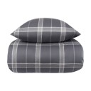 Borg Living Sateng sengesett - 140x200 cm - 100% Bomullssateng - Big check grey
