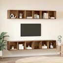  Vegghylle for TV 4 pcs Gammelt tre 37 x 37 x 107.5 cm