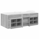  Loft Seng Ramme med Skap 3 pcs Grå Sonoma Konstruert tre