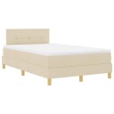  Box Spring Seng med Madrass & LED Krem 120x200 cm Stoff