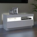vidaXL TV-benk med LED-lys hvit 80x35x40 cm