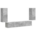  TV benksett 4 pcs Betonggrå Konstruert tre