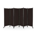 6 panels sammenleggbar personvernskjerm med låsbare hjul 172 cm