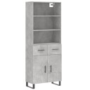 vidaXL Highboard betong grå 69,5x34x180 cm konstruert tre 8720845499631