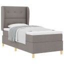  Box Spring Seng med Madrass Taupe 90x200 cm Stoff