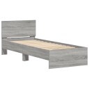  Sengeramme med hodegavl og LED-lys grå sonoma 90x190 cm 8721012241893