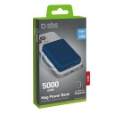 SBS Mag PowerBank 5000 mAh med USB-C og Trådløs Lading - Blå