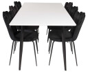 Venture Design Polar & Limhamn spisegruppe Hvit/svart 6 st stoler & bord 180 x 90 cm