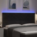  LED Sengegavl Svart Diamantblokk Design 200 cm Fløyel